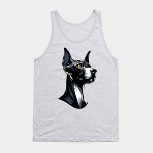 Stunning and Cool American Hairless Terrier Monochrome and Gold Portrait for Father's Day Tank Top